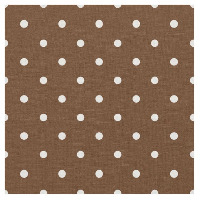 Schokoladenbraun mit weißen Polka-Punktplatten Stoff (Nahaufnahme)