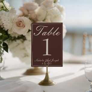 Schokoladenbraune alte Geld-Hochzeitstisch-Nummer Einladung