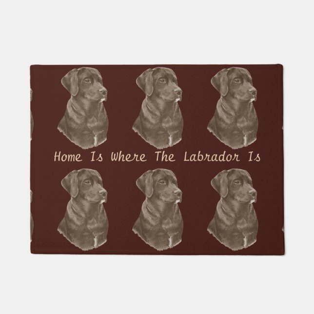 schokoladenbraune Hundeporträtkunst Labradors Fußmatte (Vorderseite)