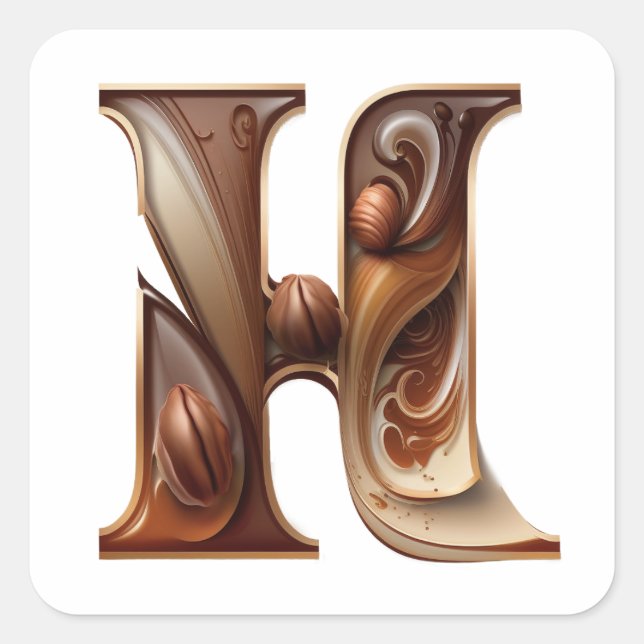 Schokoladenbriefe H-Aufkleber Quadratischer Aufkleber (Vorderseite)