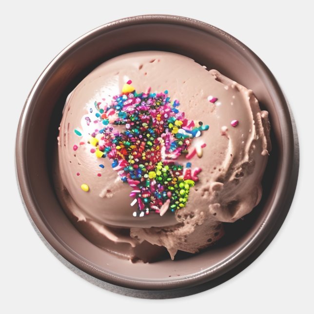 Schokoladencreme mit Sprinklen Runder Aufkleber (Vorderseite)