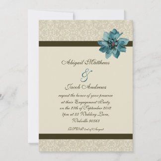 Schokoladencreme und Aquamarine Engagement Einladung