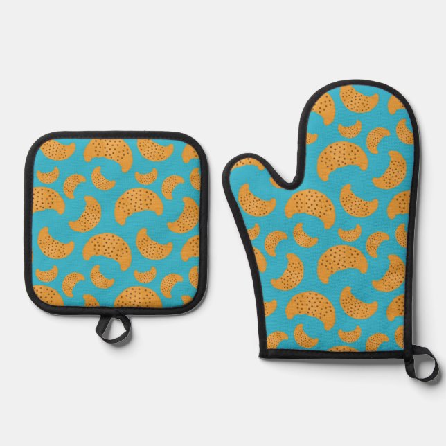 Schokoladencroissants Ofenhandschuh & Topflappen-Set (Vorderseite)