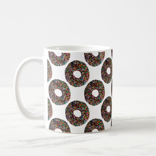SchokoladenDonut mit bunten Sprinklen Kaffeetasse (Links)
