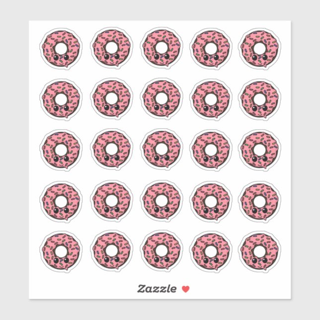 SchokoladenDonut mit rosa Zuckerguss und Sprinklen Aufkleber (Blatt)