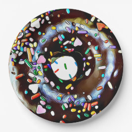 SchokoladenDonut mit Sprinkles Party Papierplatte Pappteller