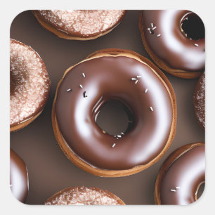 SchokoladenDonuts mit Sprinklen Quadratischer Aufkleber