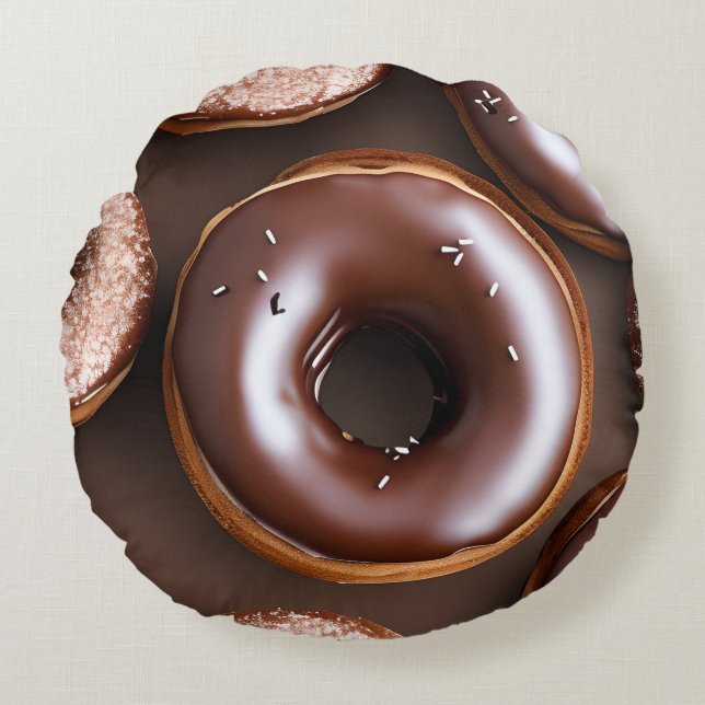 SchokoladenDonuts mit Sprinklen Rundes Kissen (Vorderseite)