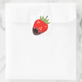 Schokoladengedeckte Erdbeeren Quadratischer Aufkleber