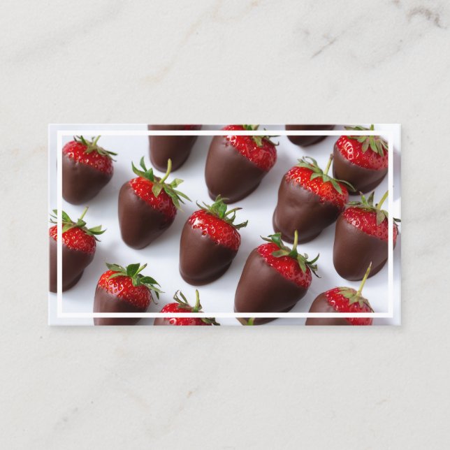Schokoladengepökelte Erdbeeren Visitenkarte (Vorderseite)