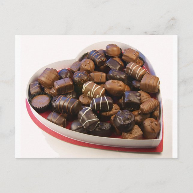 Schokoladenherz Postkarte (Vorderseite)