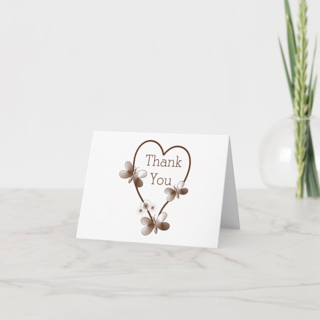 Schokoladenherz und Schmetterlinge Hochzeit Danke (Vorderseite)