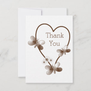 Schokoladenherz und Schmetterlinge Hochzeit Danke Einladung