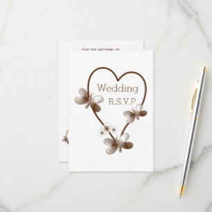Schokoladenherz und Schmetterlinge RSVP Karte