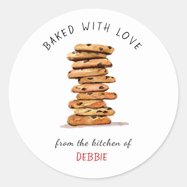 Schokoladenkeks "gebacken mit Liebe" Runder Aufkleber (Vorderseite)