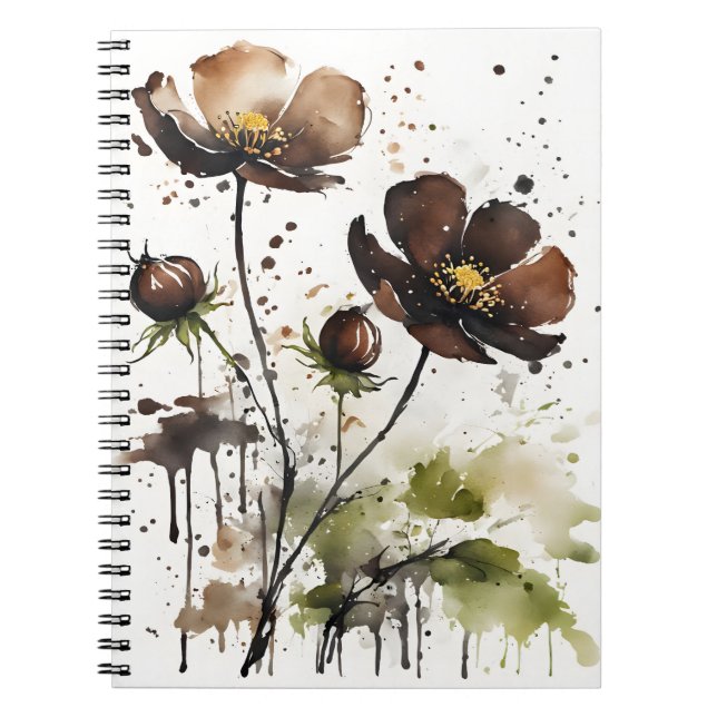 Schokoladenkosmos - Aquarellblumen Notizblock (Vorderseite)