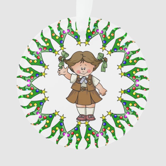 Schokoladenkuchen-brünetter BaumWreath Ornament (Vorderseite)