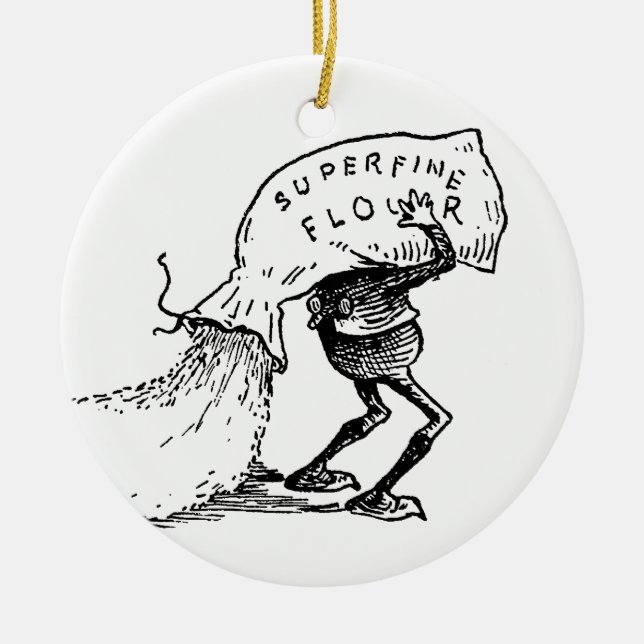 Schokoladenkuchen, der Mehl verschüttet Keramik Ornament (Vorne)