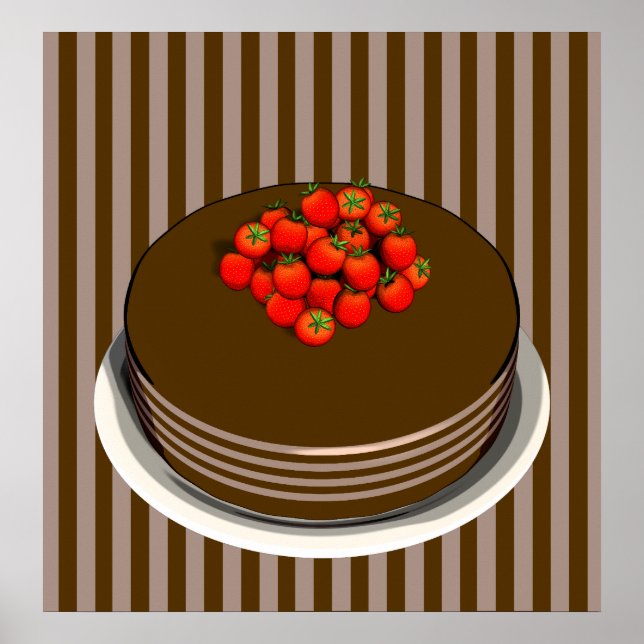 Schokoladenkuchen mit Berries POSTER (Vorne)