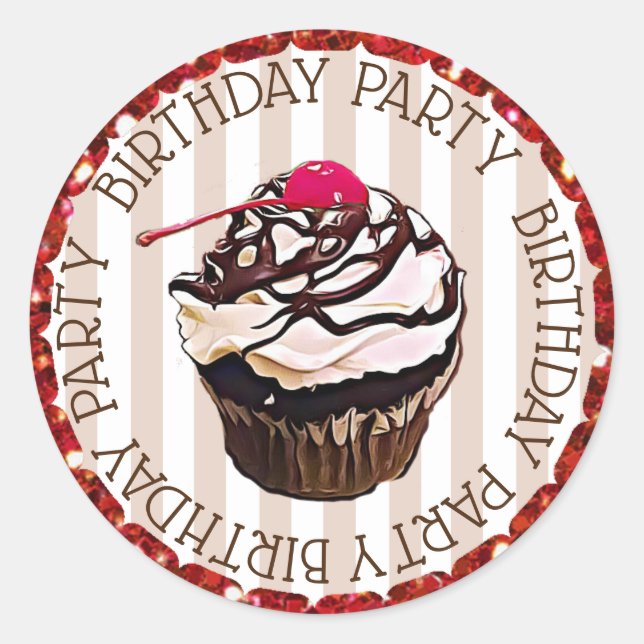 Schokoladenkuchen mit Cherry Birthday Stickers (Vorderseite)