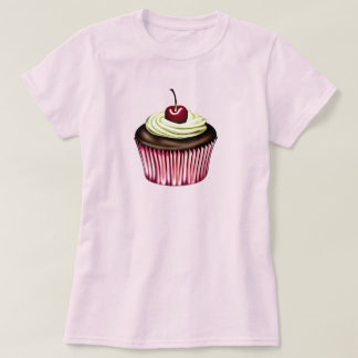 Schokoladenkuchen mit Cherry oben T-Shirt