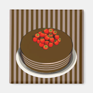 Schokoladenkuchen mit Erdbeeren Magnet