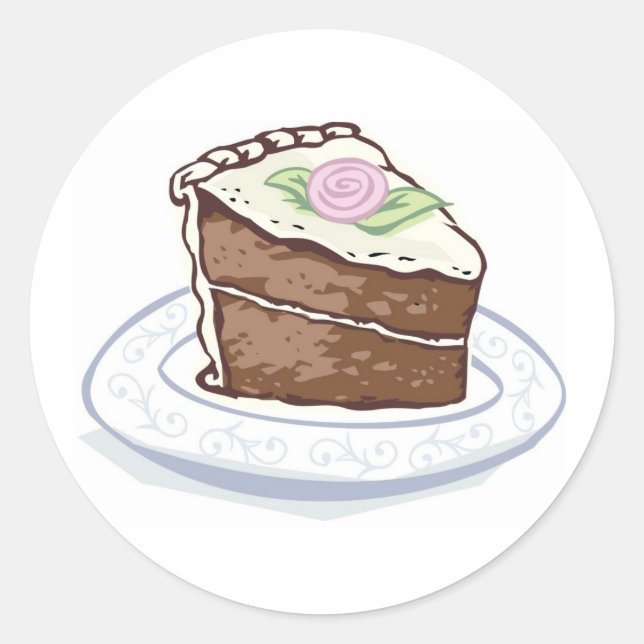 Schokoladenkuchen mit rosa Rosenakzent Runder Aufkleber (Vorderseite)