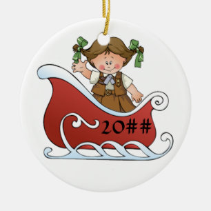 Schokoladenkuchen-Pfadfinder-Schlitten brünett Keramik Ornament