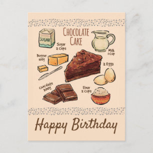 Schokoladenkuchen Rezept Geburtstag Postkarte