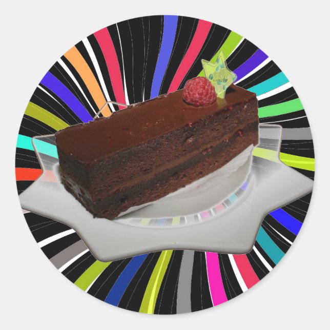 Schokoladenkuchen Runder Aufkleber (Vorderseite)