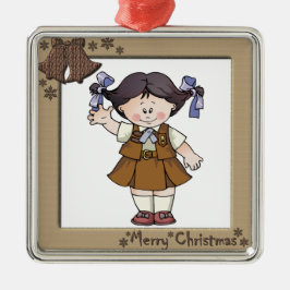 Schokoladenkuchen-schwarzes Haar-Rahmen Bell Ornament Aus Metall