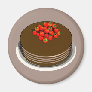 Schokoladenkuchen und Erdbeeren Magnet