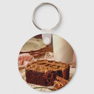 Schokoladenkuchenquadrat Schlüsselanhänger