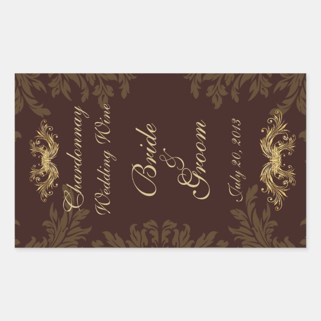 Schokoladenleder 2 Hochzeitweilige Weinetikettieru Rechteckiger Aufkleber (Vorderseite)