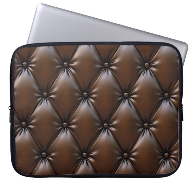 Schokoladenleder: Luxuriöse Upholsterie Laptopschutzhülle (Vorderseite)