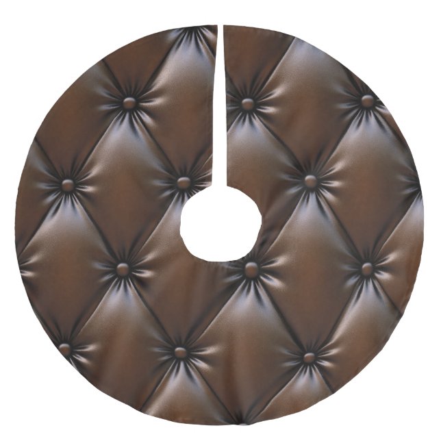 Schokoladenleder: Luxuriöse Upholsterie Polyester Weihnachtsbaumdecke (Vorderseite)