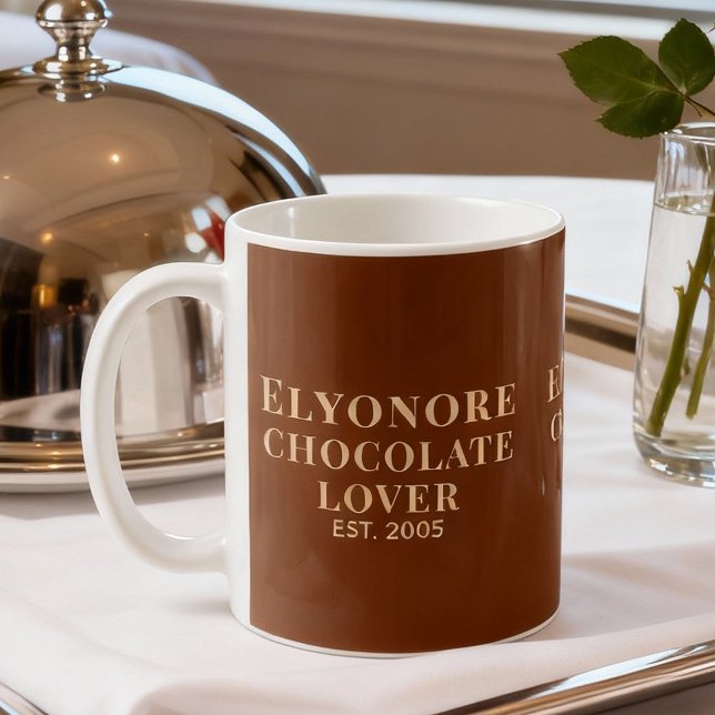 Schokoladenliebhaber Cream Script Personalisierter Kaffeetasse (Von Creator hochgeladen)