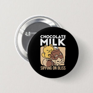 Schokoladenmilch-Trinken im Glück – Kawaii-Katzenf Button