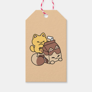 Schokoladenmilch-Trinken im Glück – Kawaii-Katzenf Geschenkanhänger