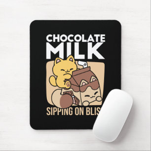 Schokoladenmilch-Trinken im Glück – Kawaii-Katzenf Mousepad