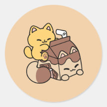 Schokoladenmilch-Trinken im Glück – Kawaii-Katzenf