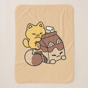 Schokoladenmilch-Trinken im Glück – Kawaii-Katzenf Sherpadecke