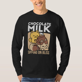 Schokoladenmilch-Trinken im Glück – Kawaii-Katzenf T-Shirt