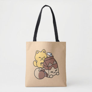 Schokoladenmilch-Trinken im Glück – Kawaii-Katzenf Tasche