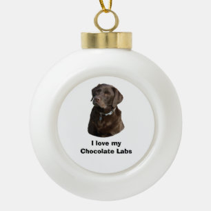 Schokoladenportrait Labrador Foto Keramik Kugel-Ornament