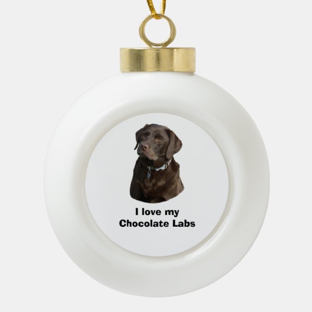 Schokoladenportrait Labrador Foto Keramik Kugel-Ornament (Vorderseite)