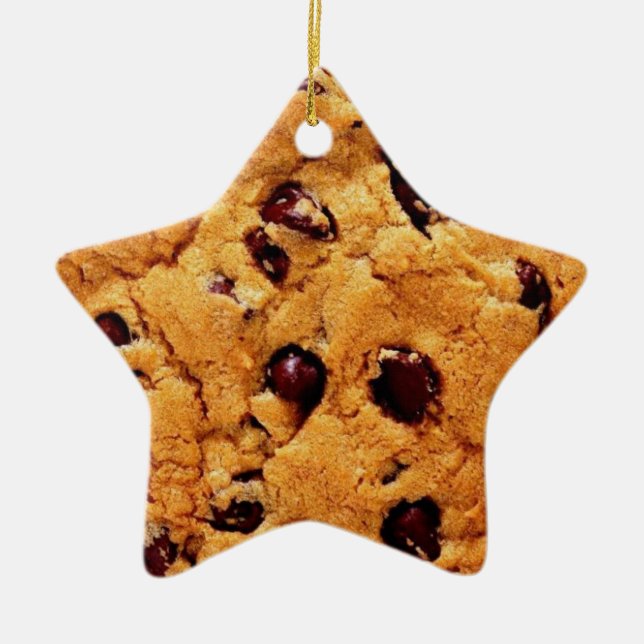 Schokoladensplitter-Plätzchen-Stern-Verzierung Keramik Ornament (Vorne)