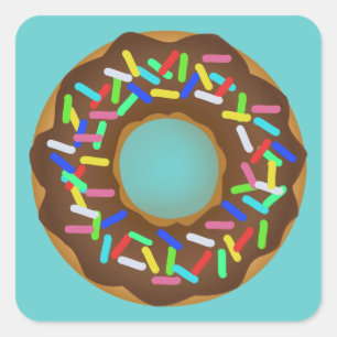Schokoladensprinkdonut Quadratischer Aufkleber