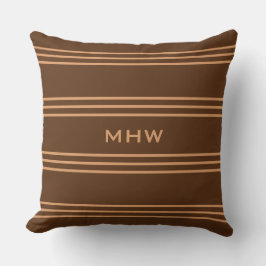 Schokoladenstreifen, kundenspezifische Monogramm-W Kissen