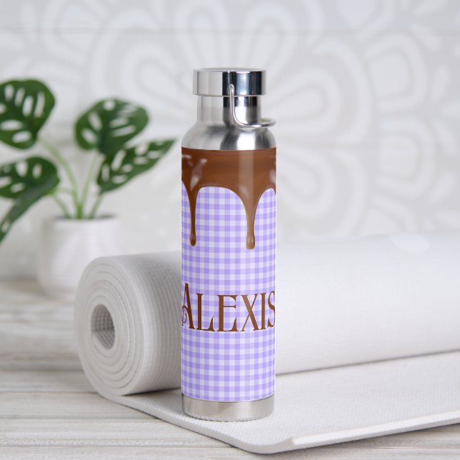 Schokoladentrocknung auf Gingham Trinkflasche (Yoga)